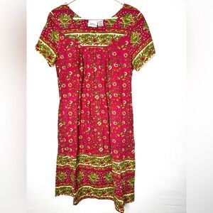 Vermont Country Store Womens Lounge Dress Sz M Mumu Floral Midi Modest Primitive